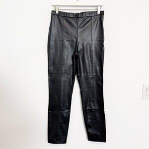 Zara Faux Leather Pants Split Hem Contemporary Office Holiday Black Size Large